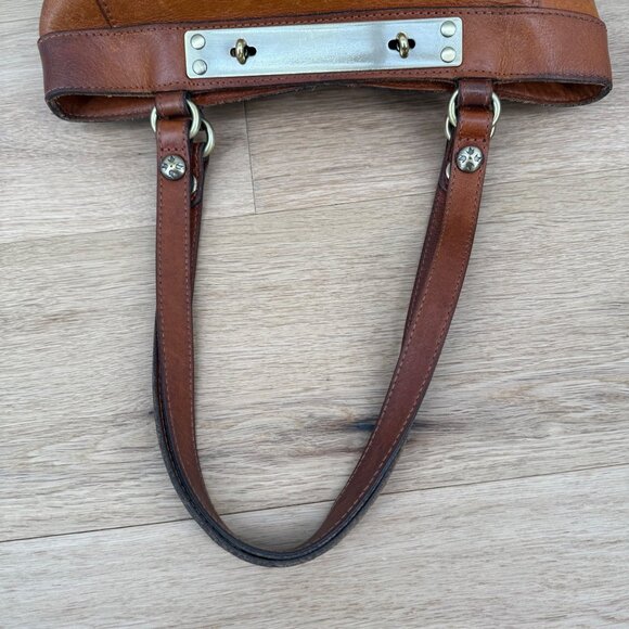 Patricia Nash Tooled Leather Shoulder Bag Brown Floral Brass Toggle Close - Picture 11 of 16